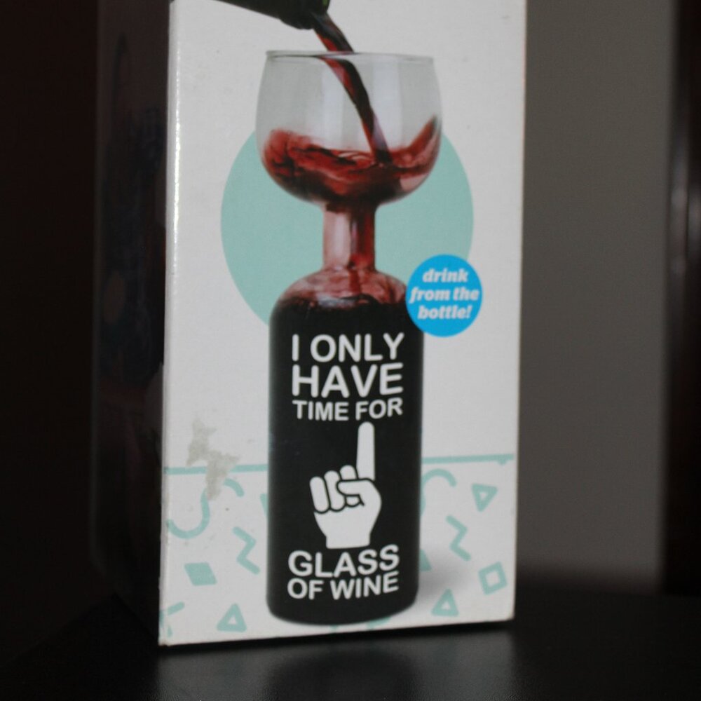 Original One 1 Glass Wine Bottle Big Mouth Novelty New Gag Gift Whole Bottle